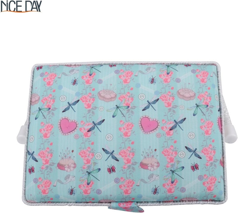 Nice Day Sewing Basket, Classic Fabric Design Sewing Kit Accessories Large Sewing Box Sewing Supplies Organizer and Storage Portable Sewing Kit Embroidery Boxn 11.4 x 7.5X 5.1in (Middle/Green) - Image 4